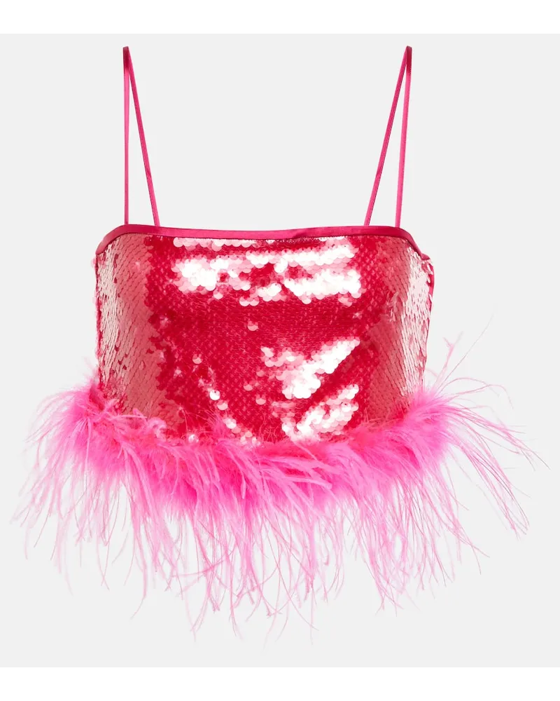 Giuseppe di Morabito Top cropped con piume e paillettes Rosa