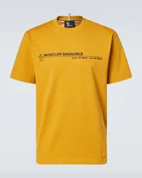 Moncler T-shirt in jersey di cotone con logo Giallo