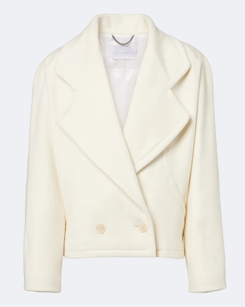 Stella McCartney Caban cropped in lana Bianco