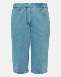 Dries van Noten Bermuda di jeans a vita media Blu