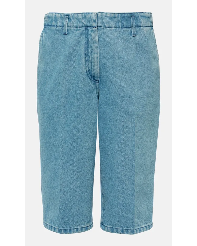 Dries van Noten Bermuda di jeans a vita media Blu