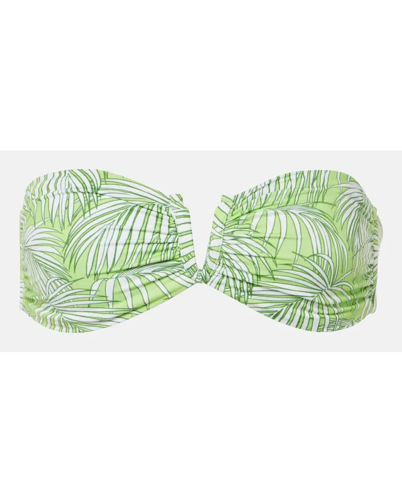 Melissa Odabash Top bikini a fascia Alba con stampa Verde