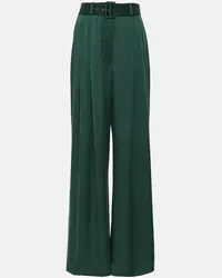 Zimmermann Pantaloni Tuck in raso di seta Verde