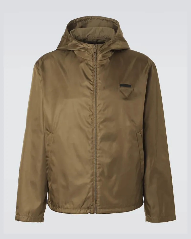 Prada Giacca in Re-Nylon con cappuccio Verde