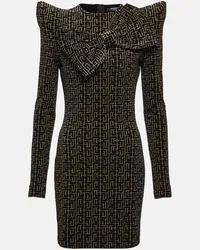 Balmain Miniabito in misto cotone con paillettes Nero