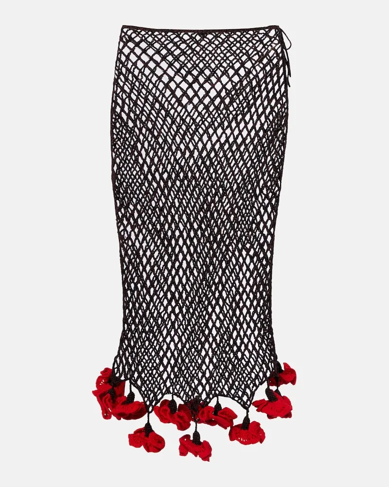 Alaïa Alaïa Gonna midi in crochet di cotone Marrone