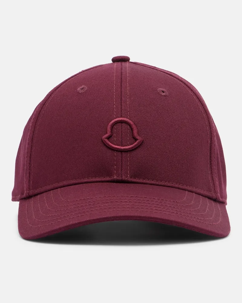 Moncler Cappello da baseball in canvas di cotone Borgogna