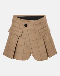 Sacai Shorts in lana a quadri Beige