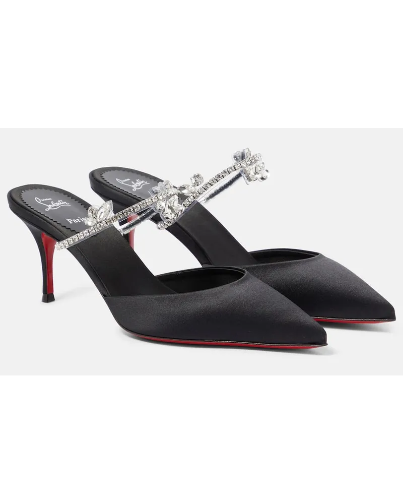 Christian Louboutin Mules Planet Queen 70 in raso con cristalli Nero