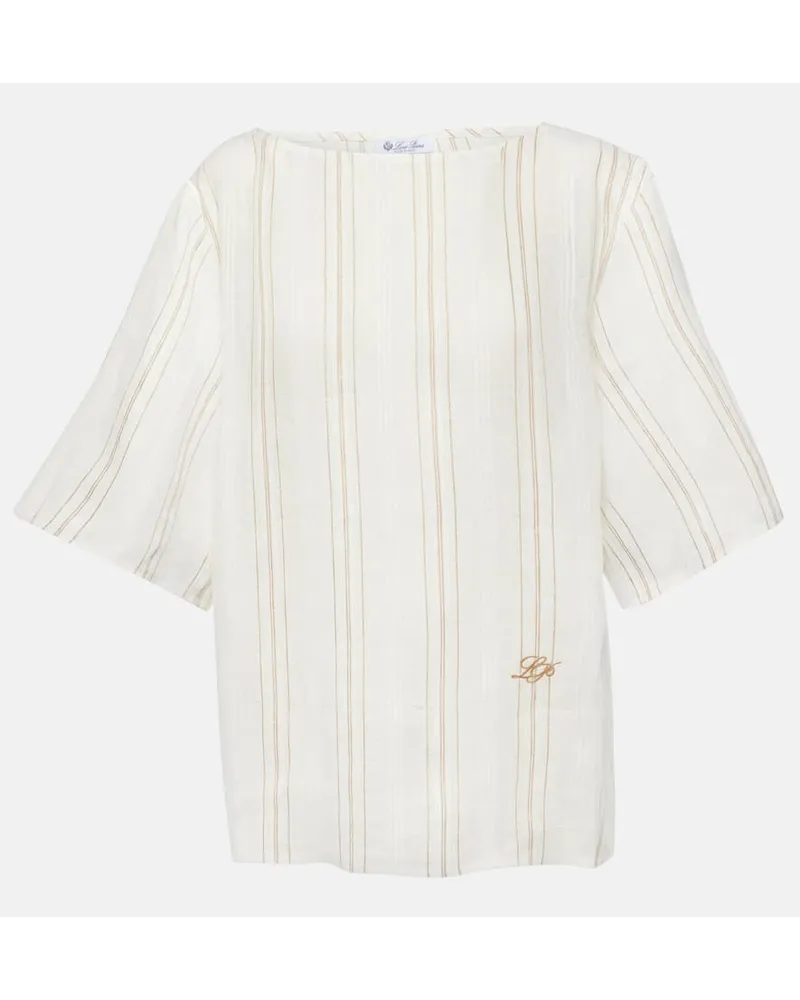 Loro Piana Top Mara in lino a righe Bianco