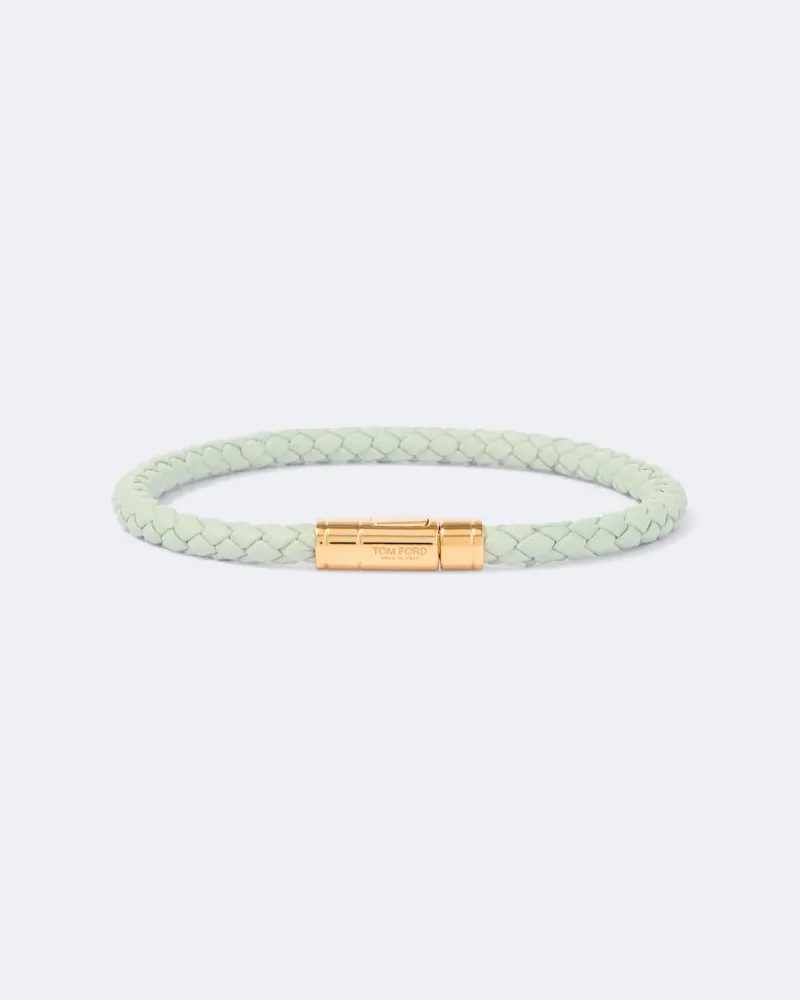 Tom Ford Bracciale in pelle intrecciato Verde