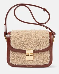 A.P.C. Borsa Grace Small in shearling sintetico Neutro