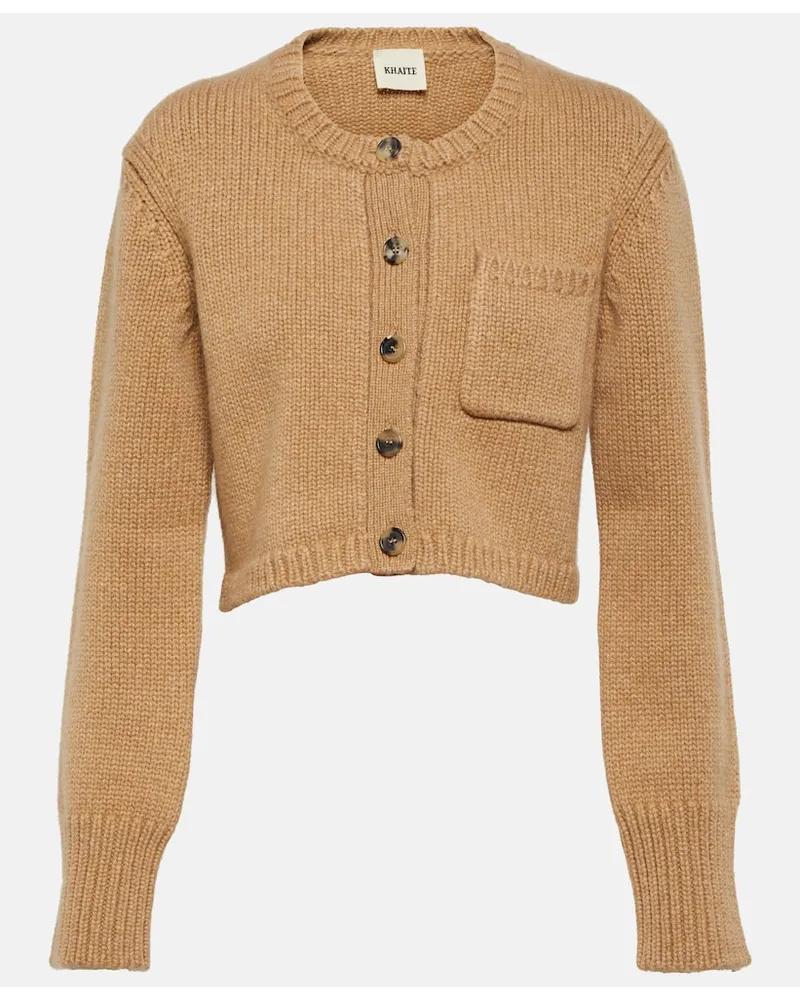 KHAITE Cardigan cropped Lavan in cashmere Beige