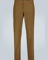 Prada Pantaloni stretch con logo Marrone