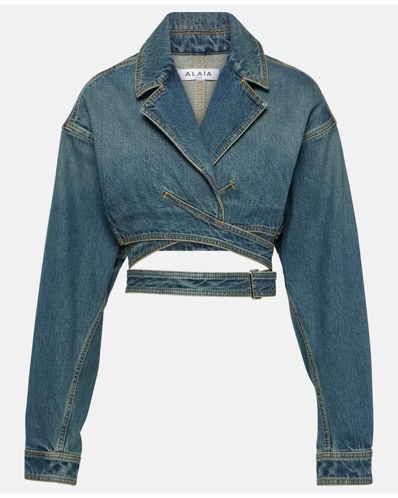 Alaïa AlaÃ¯a Giacca cropped di jeans Blu