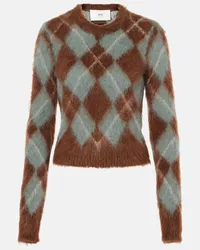 AMI Paris Pullover Argyle in misto mohair e alpaca Marrone