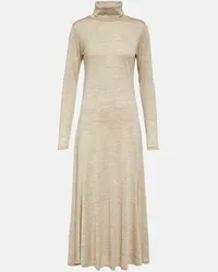 Ralph Lauren Abito midi in jersey di misto lana Beige