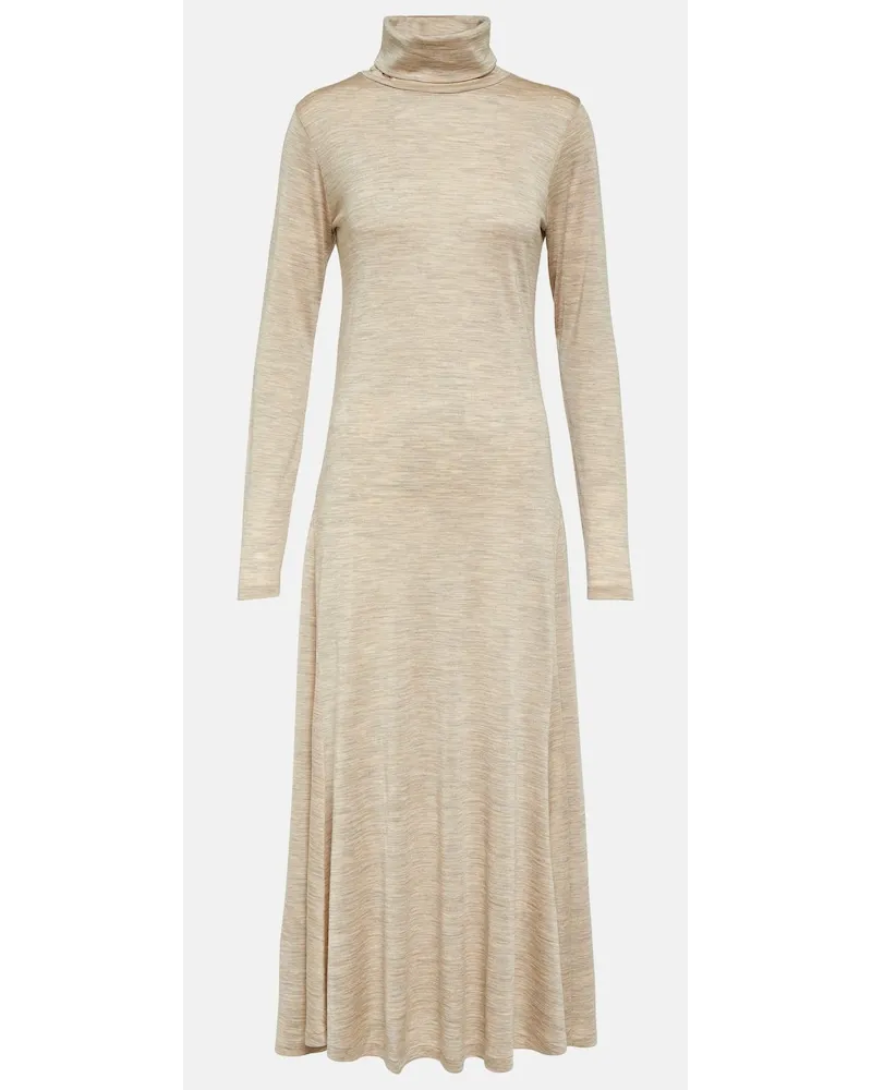 Ralph Lauren Abito midi in jersey di misto lana Beige