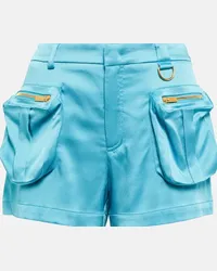 Blumarine Shorts a vita bassa in raso Blu