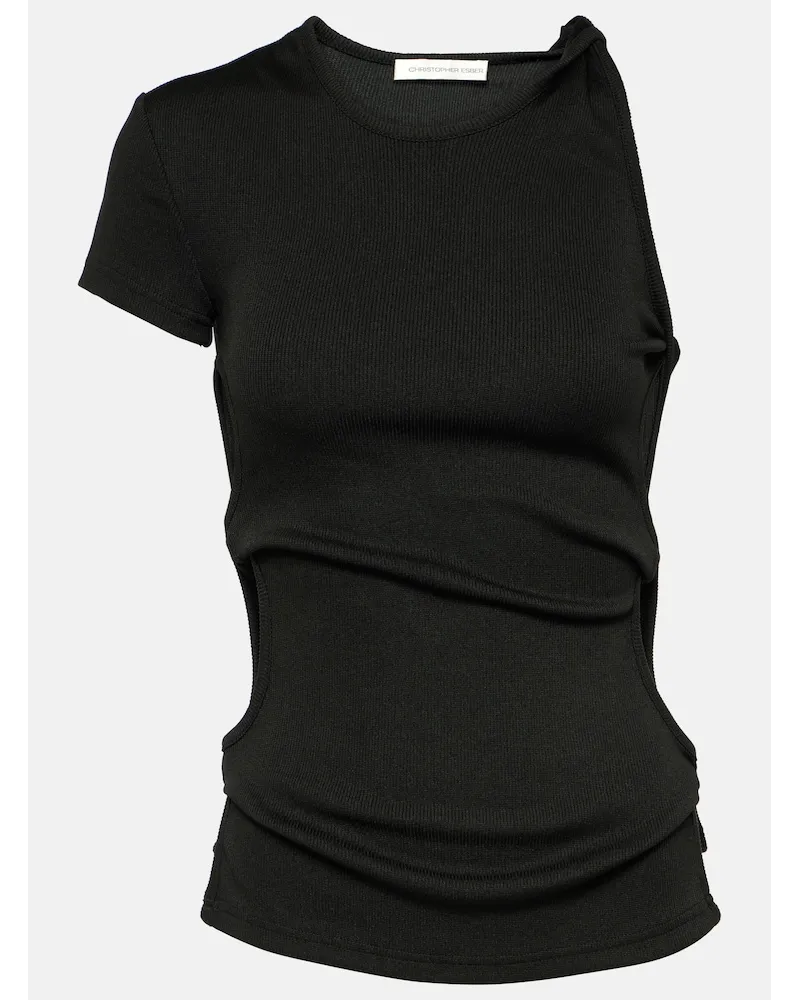 Christopher Esber Top asimmetrico in jersey con cut-out Nero