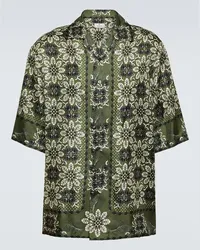 Etro Camicia bowling in seta con stampa Verde