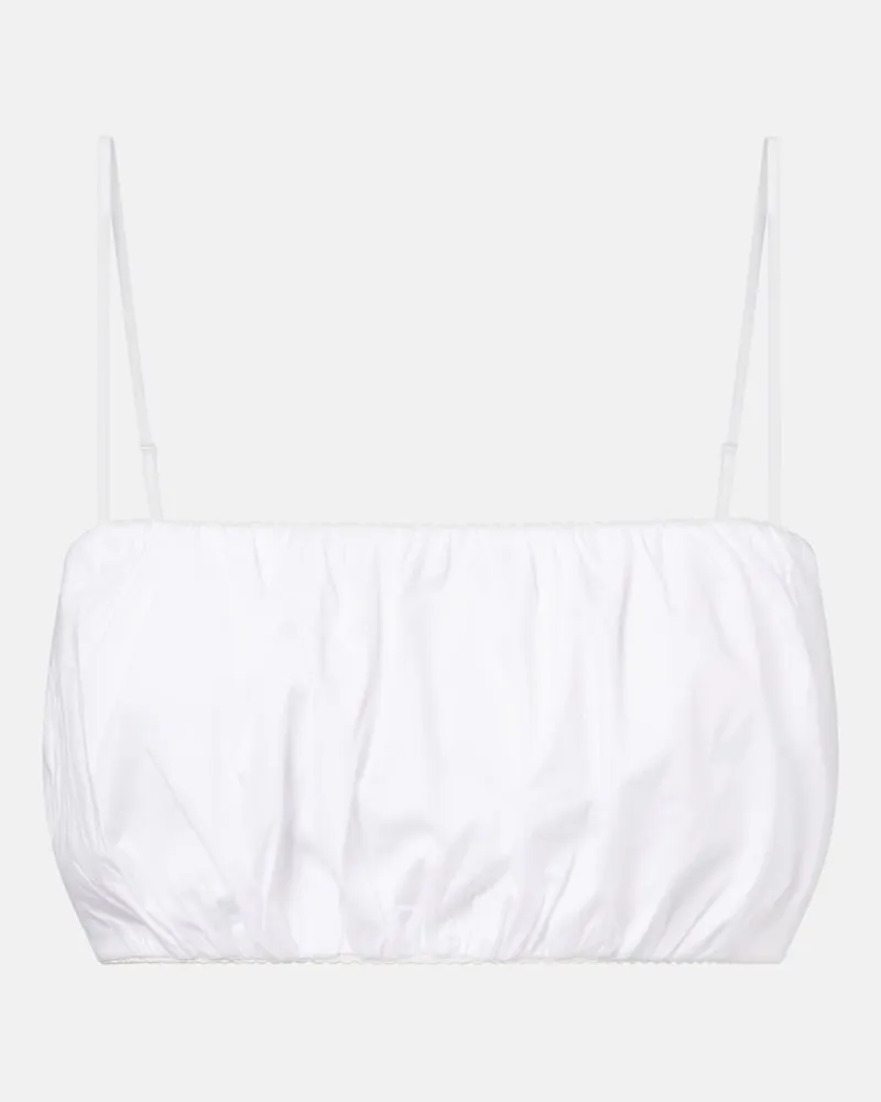 STAUD Top cropped Fiore in cotone Bianco