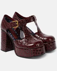 Etro Pumps Mary Jane in pelle con stampa Rosso