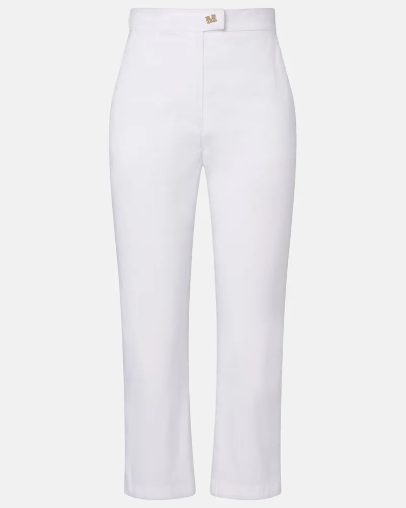 Max Mara Pantaloni a gamba larga Curve in misto cotone Bianco