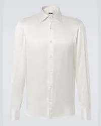 Rubinacci Camicia da smoking in seta Bianco