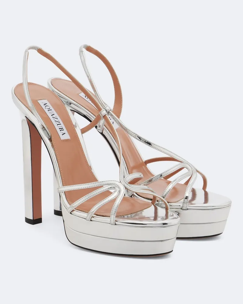 Aquazzura Sandali Talk To Me in pelle metallizzata Argento