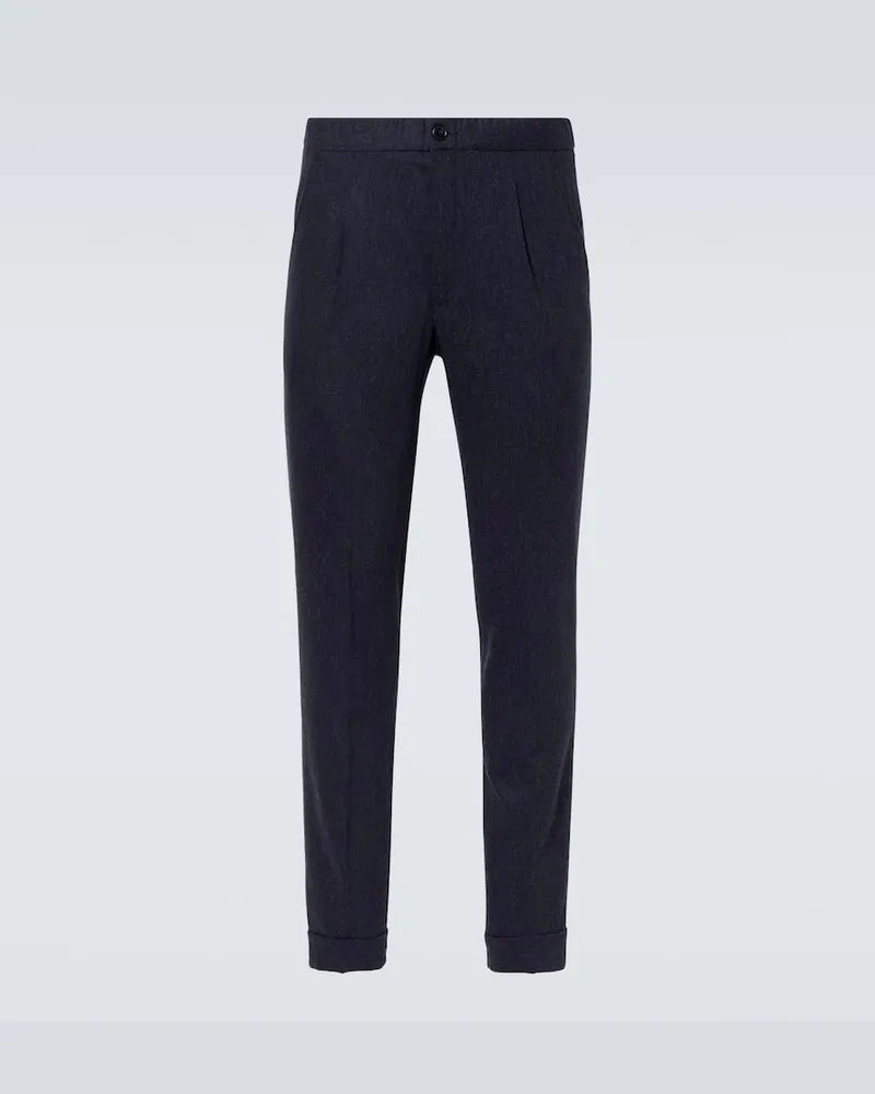 Thom Sweeney Pantaloni regular in lana Blu