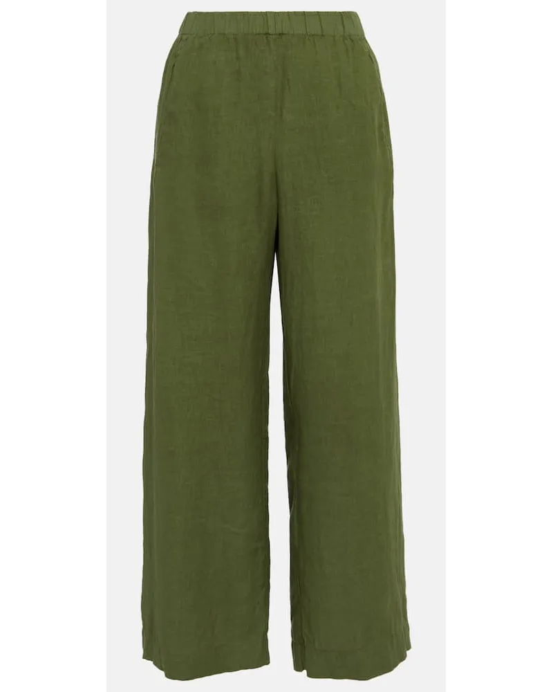 Velvet Pantaloni Lola in lino a vita alta Verde