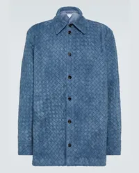 Bottega Veneta Camicia Intrecciato in pelle Blu