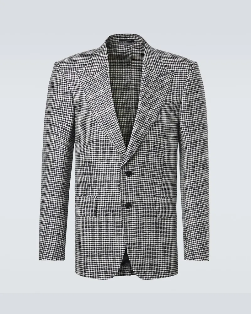 Tom Ford Blazer da abito in misto lana a quadri Grigio