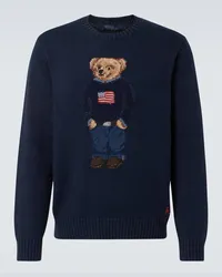 Ralph Lauren Pullover Polo Bear in cotone e lino Blu