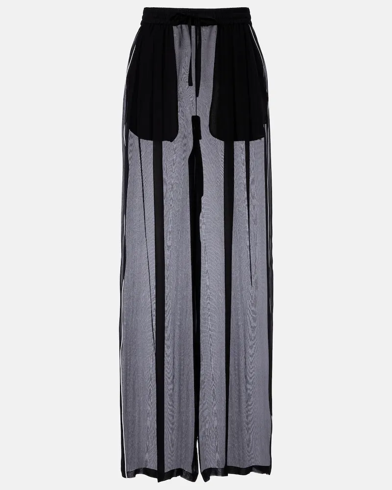 Dolce & Gabbana Pantaloni a gamba larga in seta Nero