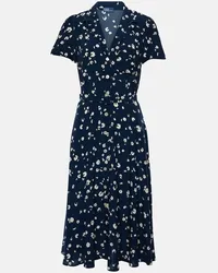 Ralph Lauren Abito midi in crêpe con stampa floreale Blu