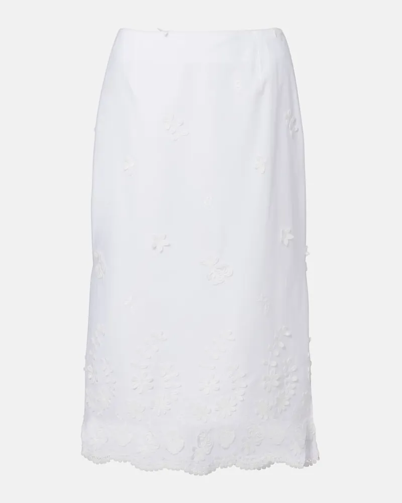 Altuzarra Gonna midi Malik in cotone con ricamo Bianco