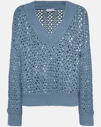 Brunello Cucinelli Pullover in misto cotone Blu