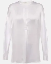 Vince Blusa in raso di seta Bianco