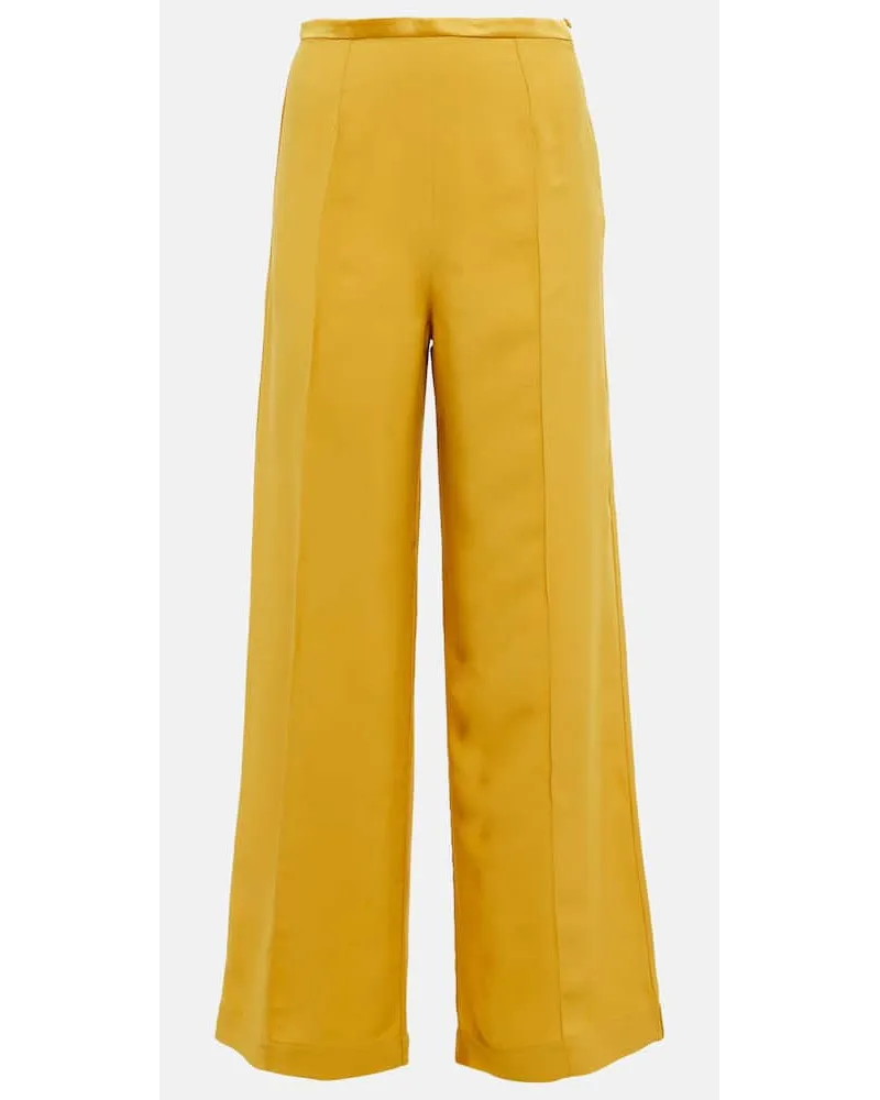 Taller Marmo Pantaloni in raso a gamba larga Giallo