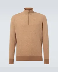 Loro Piana Pullover Roadster in cashmere con zip Marrone