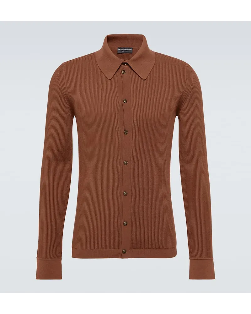 Dolce & Gabbana Polo in misto lana Marrone