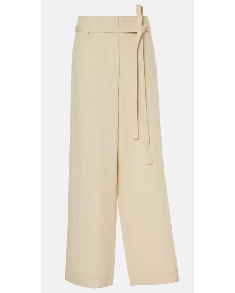 Totême Pantaloni a gamba larga e vita alta Bianco