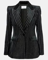 Alex Perry Blazer gessato in velluto con cristalli Nero