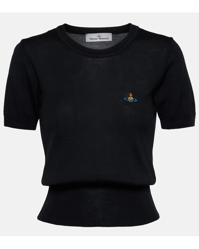 Vivienne Westwood T-shirt Bea in lana e seta Nero