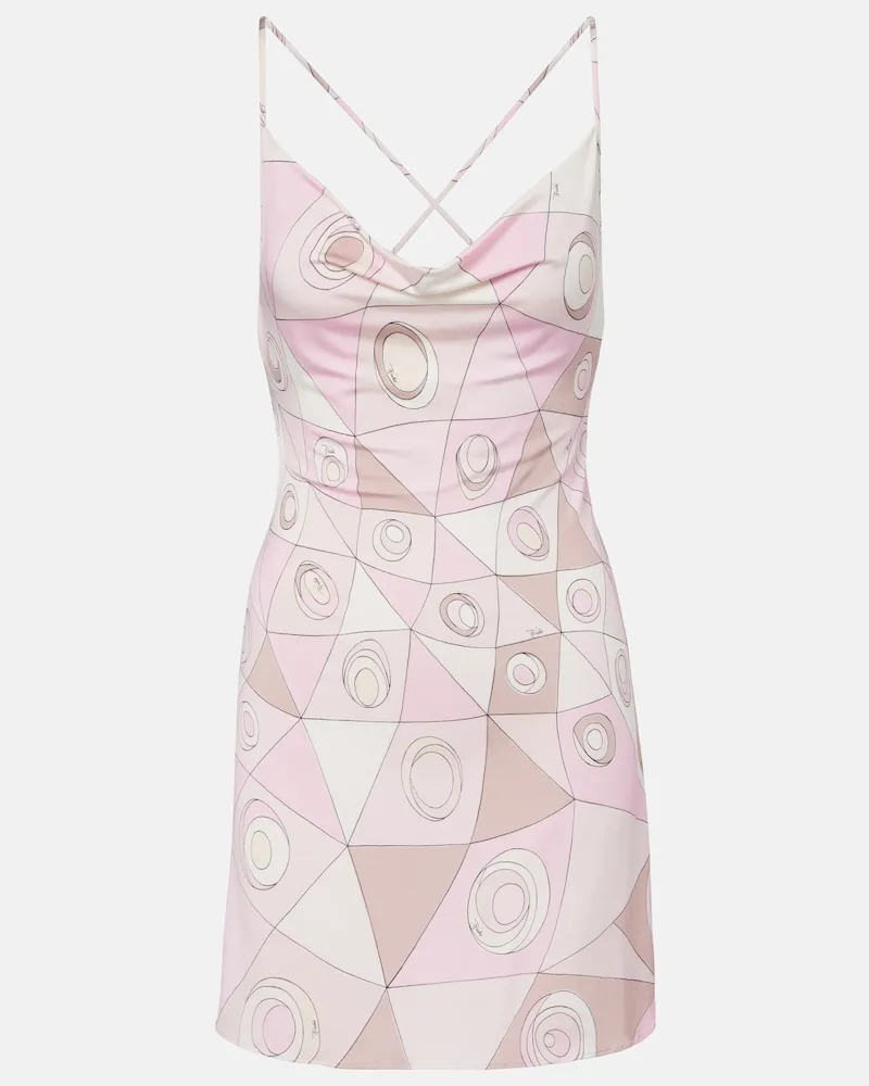 Emilio Pucci Abito corto in jersey con stampa Rosa