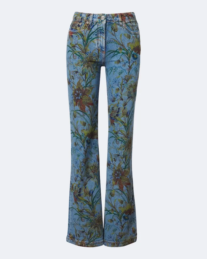 Etro Jeans flared con stampa floreale Blu