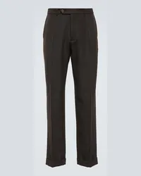 The Row Pantaloni regular Seth in lana Marrone