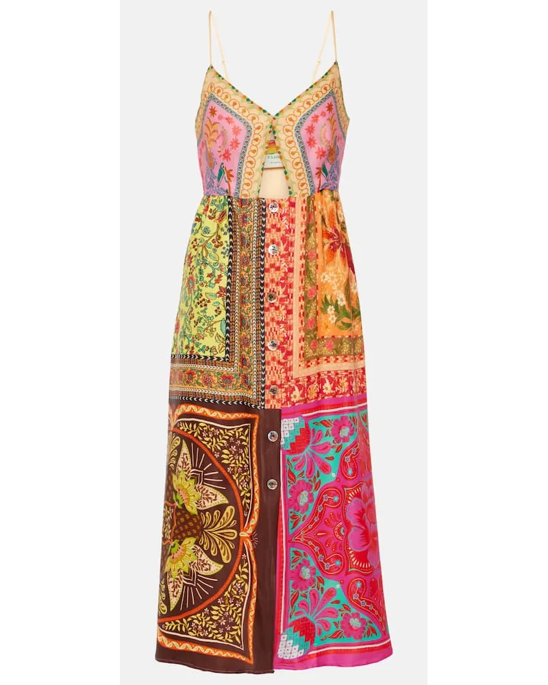FARM Rio Abito midi Mixed Scarves Multicolore